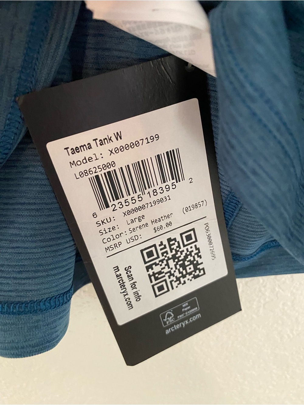 NWT Arc'teryx Taema Tank Top Women's Size L Large Blue Heather Racerback Running - Picture 12 of 12